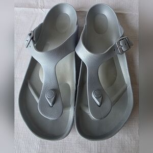 Birkenstock Gizeh 39 Sandals Silver Eva Flip Flop Women T-Strap Size 8.5/9